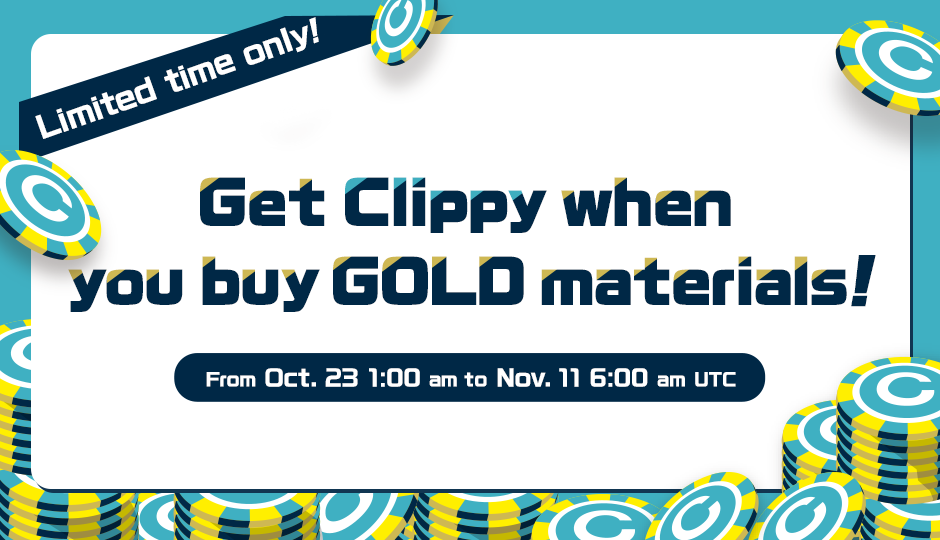 Clippy Cashback event on Clip Studio Assets!　Users get Clippy points when buying GOLD materials